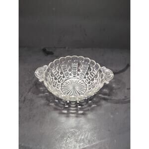 Anchor Hocking‎ Clear Bubble Dish, Tab Handle Bowl, Vintage Glass Serving Bowl